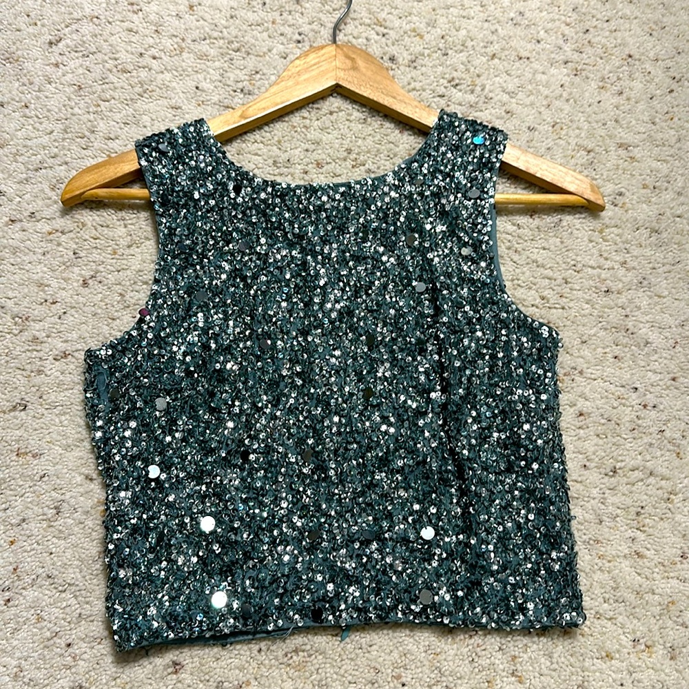Lace and bead sequin top